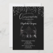 Zilveren Masker, Confetti Maskerade Quinceañera Kaart (Voorkant)