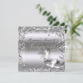 Zilveren Masker Elegante Bal Verjaardagsfeestje Kaart (Staand voorkant)