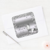 Zilveren Masker Elegante Bal Verjaardagsfeestje Vierkante Sticker (Envelop)