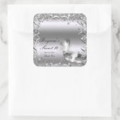 Zilveren Masker Elegante Bal Verjaardagsfeestje Vierkante Sticker (Tas)