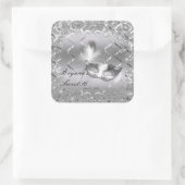 Zilveren Masker Elegante Bal Verjaardagsfeestje Vierkante Sticker (Tas)