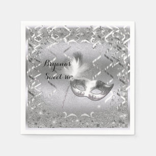 Zilveren Maskerade Masker Elegant Bal Verjaardagsf Servetten