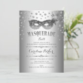 Zilveren Masquerade Ball Verjaardagsfeest Kaart (Staand voorkant)