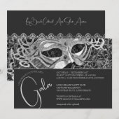 Zilveren Masquerade Gala Uitnodiging (Voorkant / Achterkant)
