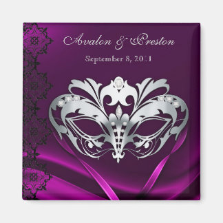 Zilveren Masquerade Pink Save The Date Magnet