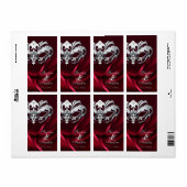 Zilveren Masquerade Rood Jeweled Wijn Label (Full Sheet)