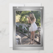 Zilveren Masquerade Sweet 16 Foto Verjaardag Kaart (Achterkant)