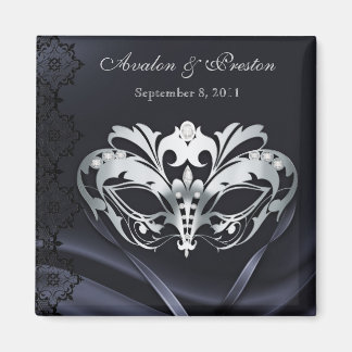 Zilveren Masquerade Zwart Save The Date Magnet