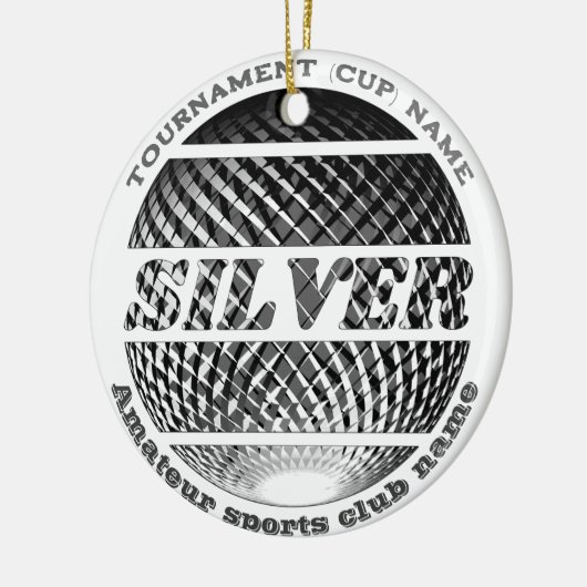 Zilveren medaille, 2e plaats winnaar keramisch ornament (Links)