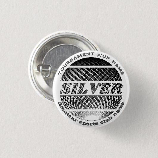 Zilveren medaille, 2e plaats winnaar ronde button 3,2 cm (Voorkant /achterkant)