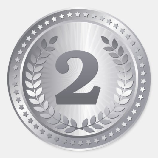 Zilveren medaille 2e plaats winnaar ronde sticker (Voorkant)