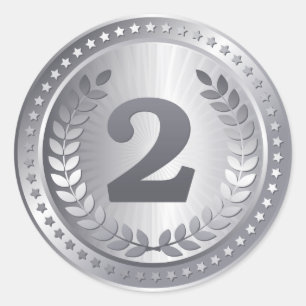 Zilveren medaille 2e plaats winnaar ronde sticker