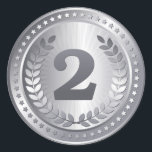 Zilveren medaille 2e plaats winnaar sticker<br><div class="desc">Elegante kampioen 2e plaats winnaar / runner up zilveren medaille sticker / 2e plaats Award ontwerp dat een geweldige prijs voor uitmuntendheid of prestatie maakt.</div>