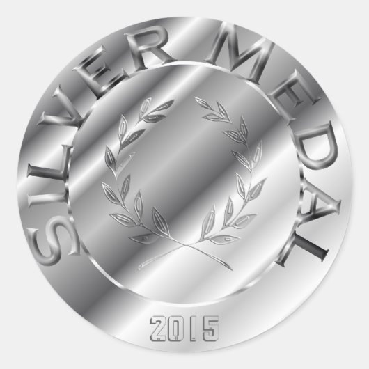 Zilveren Medaille met JAAR OPTIE Ronde Sticker (Voorkant)