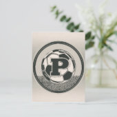 Zilveren Medaille Voetbal Monogram Letter P Briefkaart (Staand voorkant)