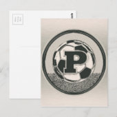 Zilveren Medaille Voetbal Monogram Letter P Briefkaart (Voorkant / Achterkant)