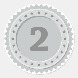 Zilveren medaille voor de 2e plaats ronde sticker