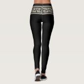 Zilveren Medusa en Griekse sleutel op zwart Leggings (Achterkant)