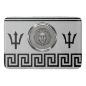 Zilveren Medusa, Griekse sleutel, Trident grijs Badmat (Voorkant)