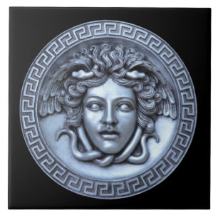 Zilveren Medusa wand tegel Tegeltje