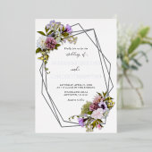 Zilveren Meerkleurige Bloemige Geometrische Trouwf Folie Uitnodiging (Staand Voorkant)