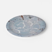 Zilveren met Borden van blauw papier Papieren Bordje (Gekanteld)