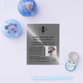 Zilveren Metaal Effect, Podcaster, Podcast Flyer (Enkel)