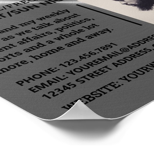 Zilveren Metaal Effect, Podcaster, Podcast Poster (Hoek)