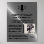 Zilveren Metaal Effect, Podcaster, Podcast Poster (Voorkant)