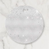 Zilveren metaal glitter stof dank je wel bruiloft bedankjes labels (Achterkant)