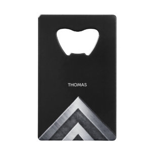 Zilveren Metaal Patroon Monogram Creditkaart Flessenopener