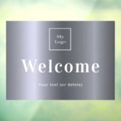 Zilveren metalen bedrijfslogo welkom raamsticker (Vel 3)