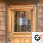 Zilveren metalen bedrijfslogo welkom raamsticker (Huis Deur)