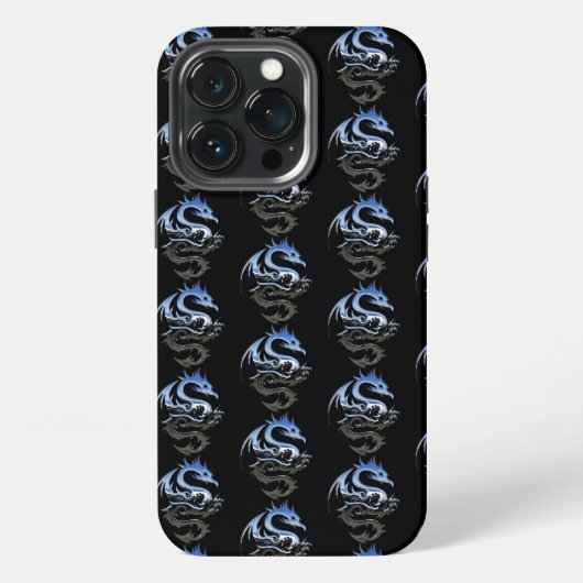 Zilveren Metalen Draak Patroon iPhone Hoesje (Achterkant)