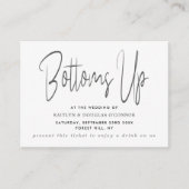 Zilveren metalen effect script stijl gratis drankk informatiekaartje (Voorkant)