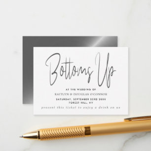 Zilveren Metalen Effect Script Stijl Gratis Drink Informatiekaartje