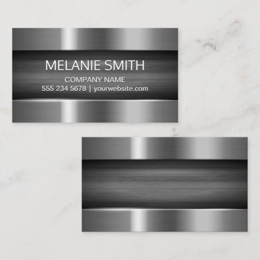 Zilveren Metalen Glanzende Achtergrond Visitekaartje (Voorkant / Achterkant)