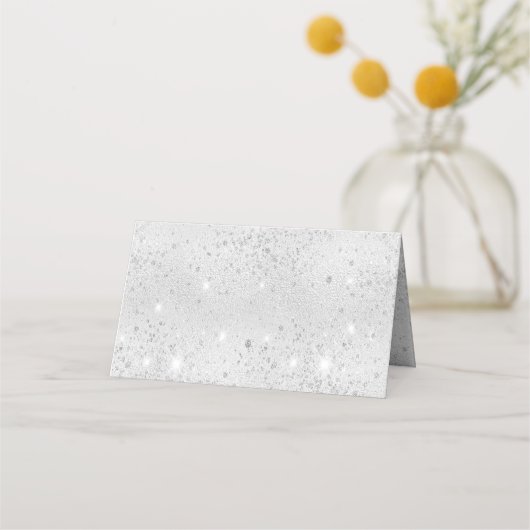 Zilveren metalen glinsterende huwelijksplaatskaart plaatskaartje (Achterkant)