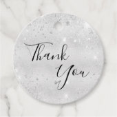 Zilveren metalen glitters bedankt bedankjes labels (Voorkant)
