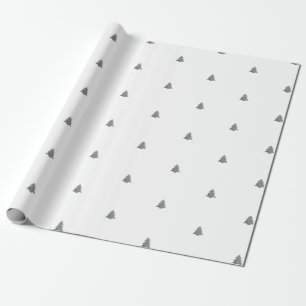 Zilveren metalen kerstboom witte achtergrond cadeaupapier