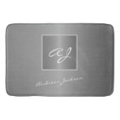 zilveren metalen modern schrift monogram naam badmat (Voorkant)