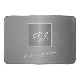 zilveren metalen modern schrift monogram naam badmat
