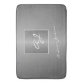 zilveren metalen modern schrift monogram naam badmat (Voorkant Verticaal)