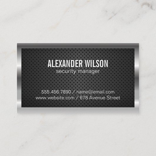 Zilveren metalen rand geperforeerde mesh visitekaartje (Achterkant)