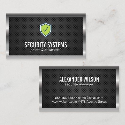 Zilveren metalen rand geperforeerde mesh visitekaartje (Voorkant / Achterkant)