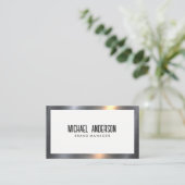 Zilveren metalen rand | Witte achtergrond Visitekaartje (Staand voorkant)