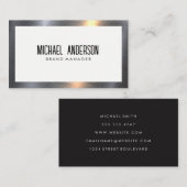 Zilveren metalen rand | Witte achtergrond Visitekaartje (Voorkant / Achterkant)