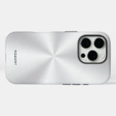 Zilveren metalen textuur roestvrij staal uitzicht Case-Mate iPhone case (Achterkant (horizontaal))