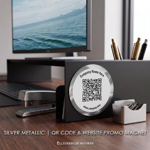 Zilveren Metallic Aangepaste QR-code & Website Pro Magneet