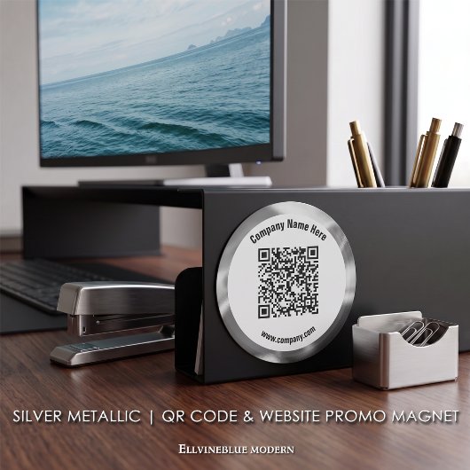 Zilveren Metallic Aangepaste QR-code & Website Pro Magneet